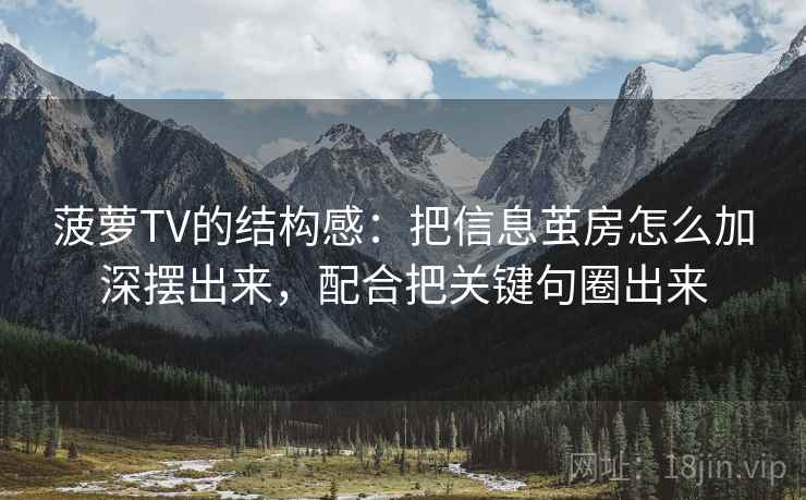 菠萝TV的结构感：把信息茧房怎么加深摆出来，配合把关键句圈出来